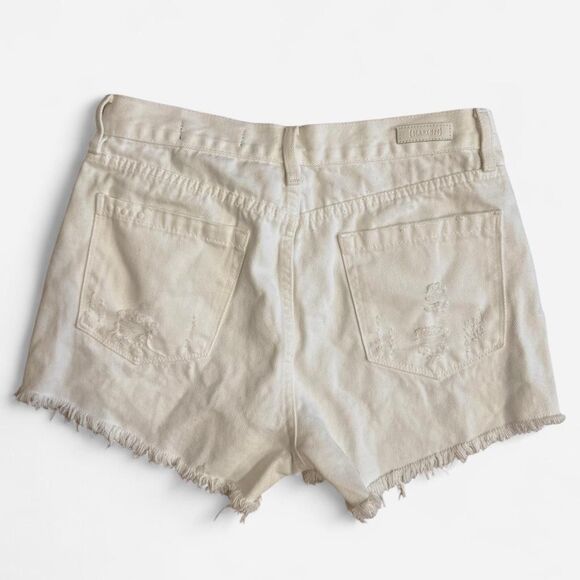 Blank NYC White Denim Shorts Distressed Frayed Hem Button Fly Size 29 - Picture 2 of 6